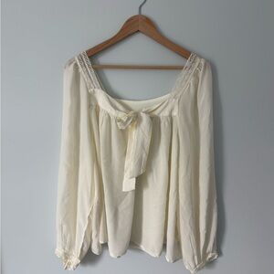 GAP Square-Neck Bow Cropped Top in Cream size Tall XXL